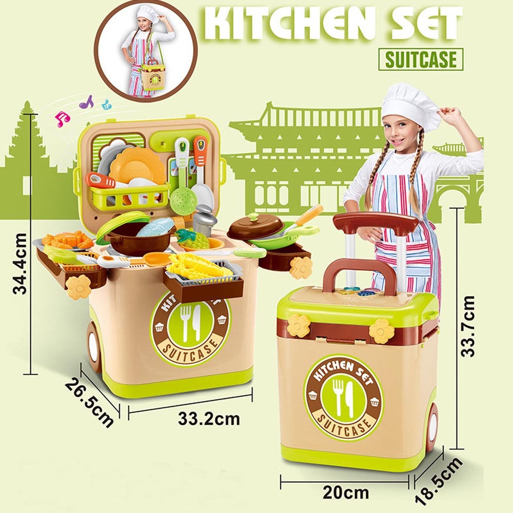 Childrens Sound And Light Kitchen Tableware Barbecue Dessert Set Makeup Tools Trolley Box Doctor Toy